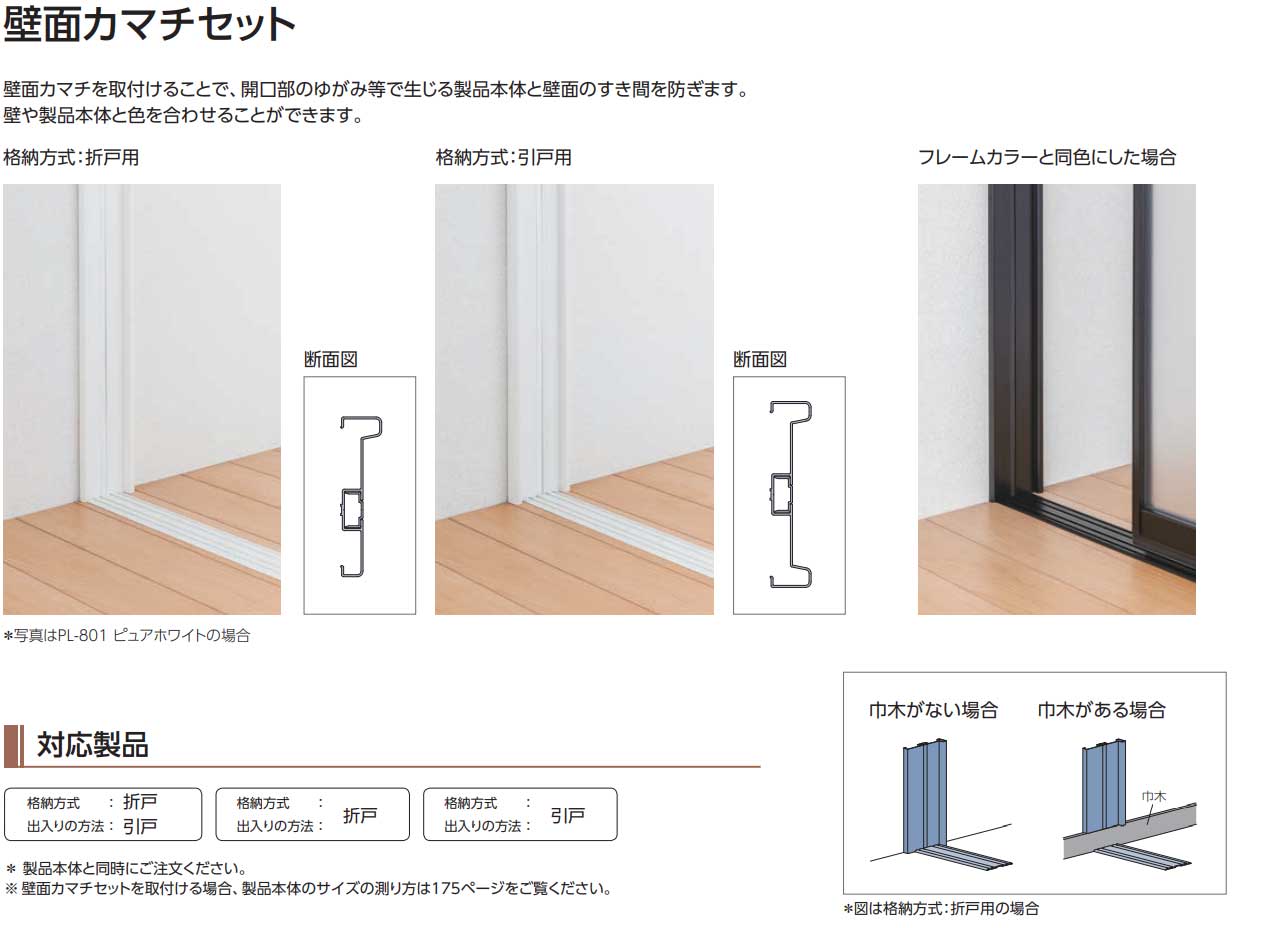 間仕切 プレイス スウィング オプション 壁面カマチセット 折戸 壁面カマチ長さmm〜2000迄・パネル1〜4組｜amrie｜02