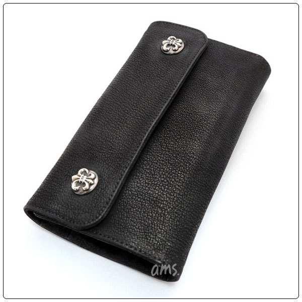 100%本物CHROME HEARTS デストロイレザー　ロングウォレット（新品 CHROME HEARTS クロムハーツ 財布 Chrome Hearts ウェーブ BS