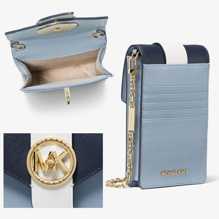 MICHAEL KORS マイケルコース Tricolor saffiano ケータイポシェット ...