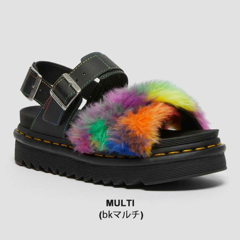 ドクターマーチン Dr. Martens VOSS II FLUFFY FAUX FUR STRAP SANDALS