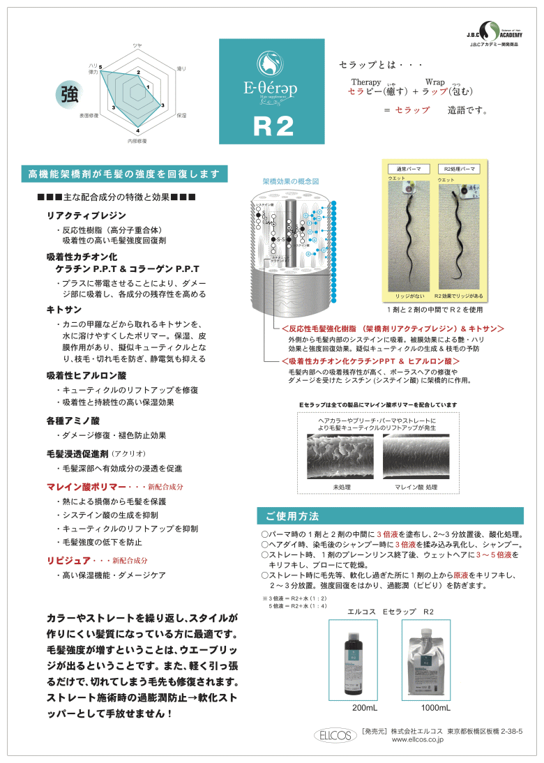 エルコス ELLCOS Eセラップ R2 200mL 2個セット 高機能架橋剤が毛髪の