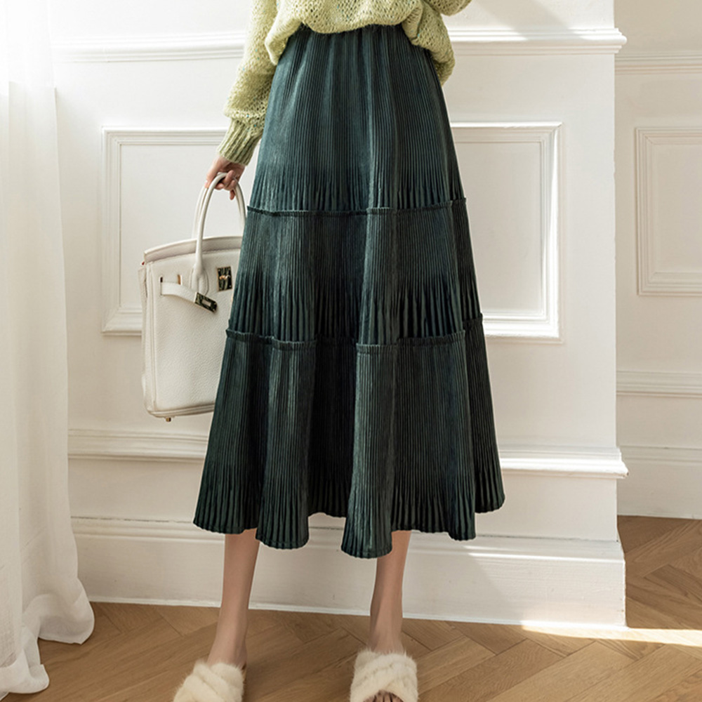 Dewlily ミモレ丈フレアスカート レディース 春服 秋 冬 10代 20代 30