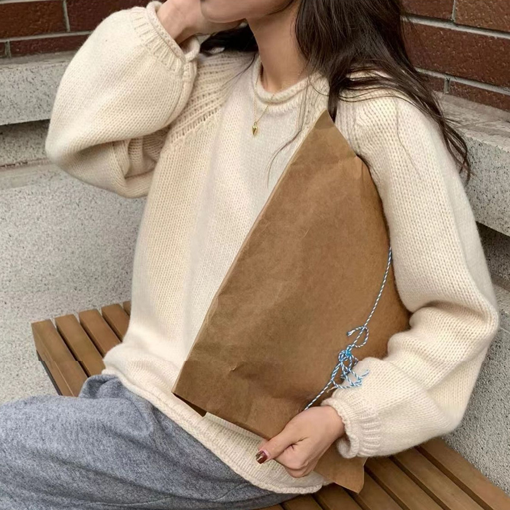 Dewlily シンプルルーズニット 秋 冬 韓国ファッション 10代 20代 30代