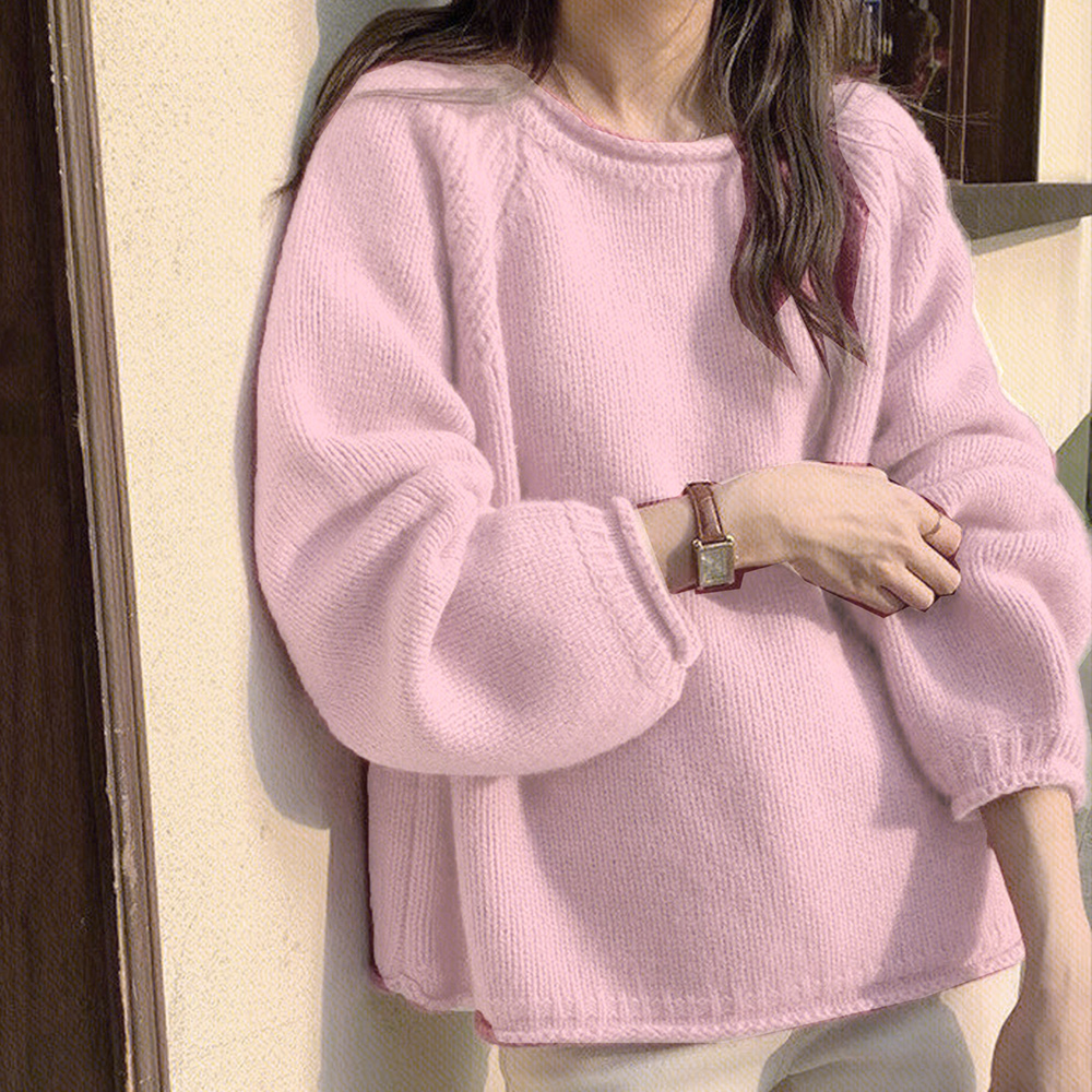 Dewlily シンプルルーズニット 秋 冬 韓国ファッション 10代 20代 30代