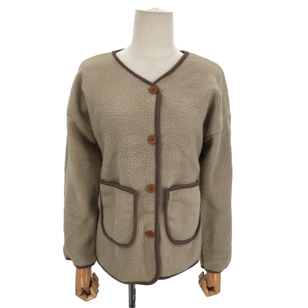 Dewlily ノーカラーボアジャケット レディース 10代 20代 30代 韓国