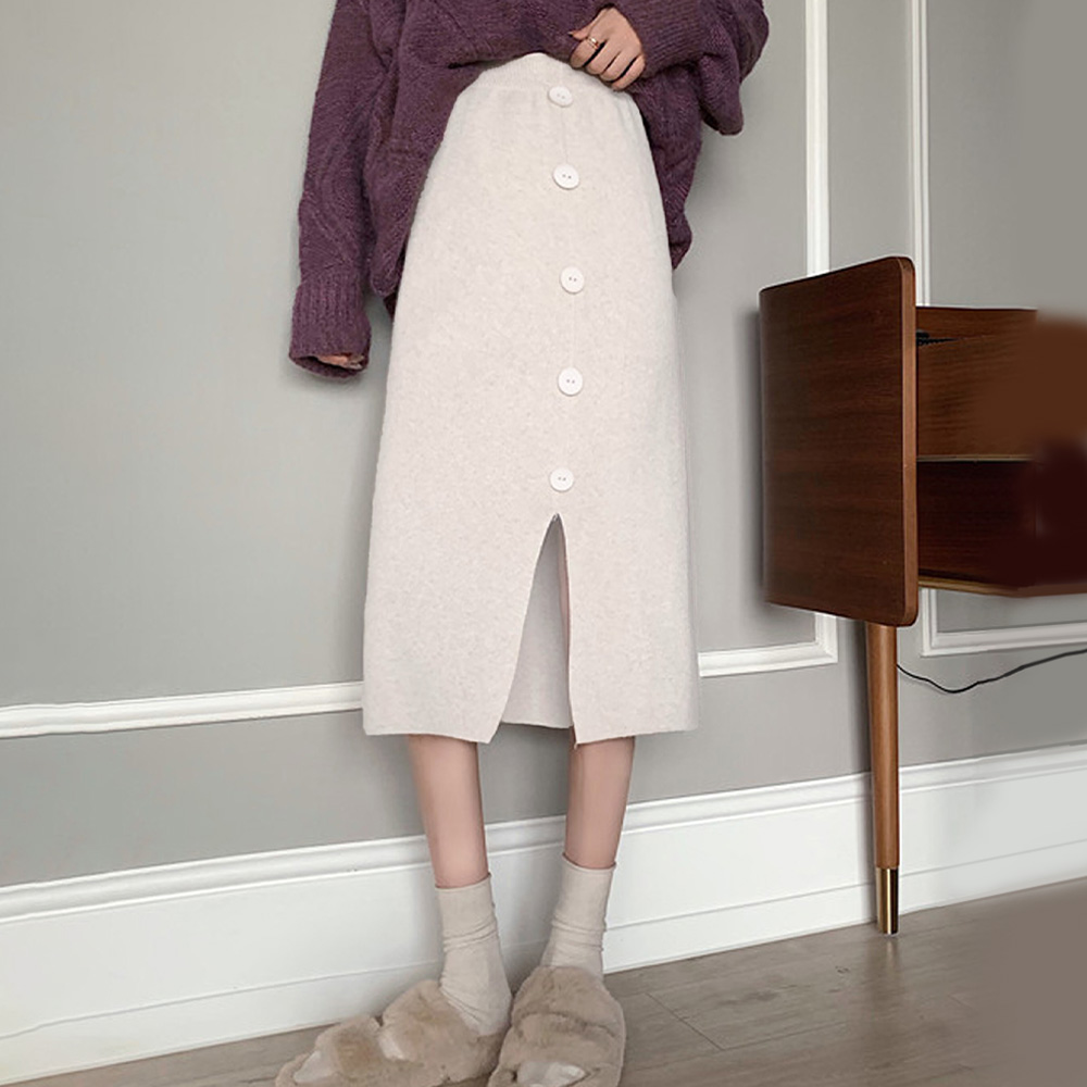 ボタンデザインスリットスカート レディース 10代 20代 30代 韓国ファッション 可愛い カジュ...