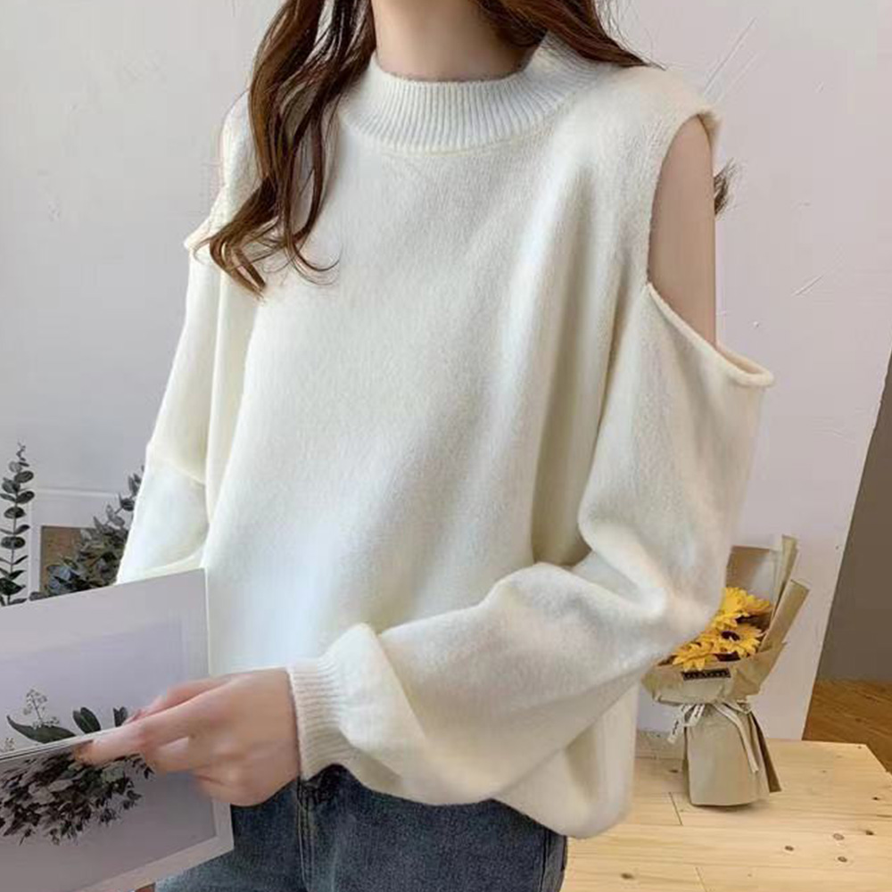 pium シャツレイヤードオープンショルダーニット グレー シャツレイヤードオープンショルダーニット – pium