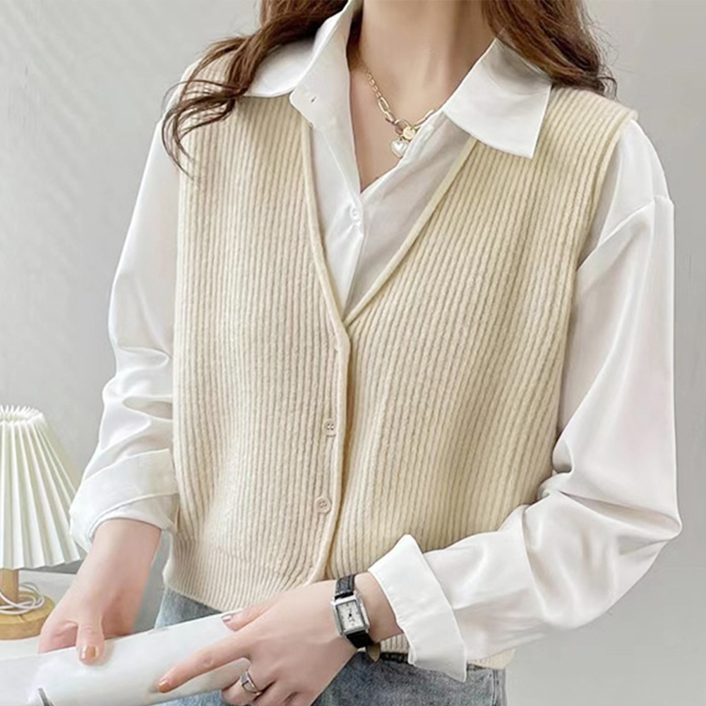 Dewlily パイピングニットベスト レディース 10代 20代 30代 韓国