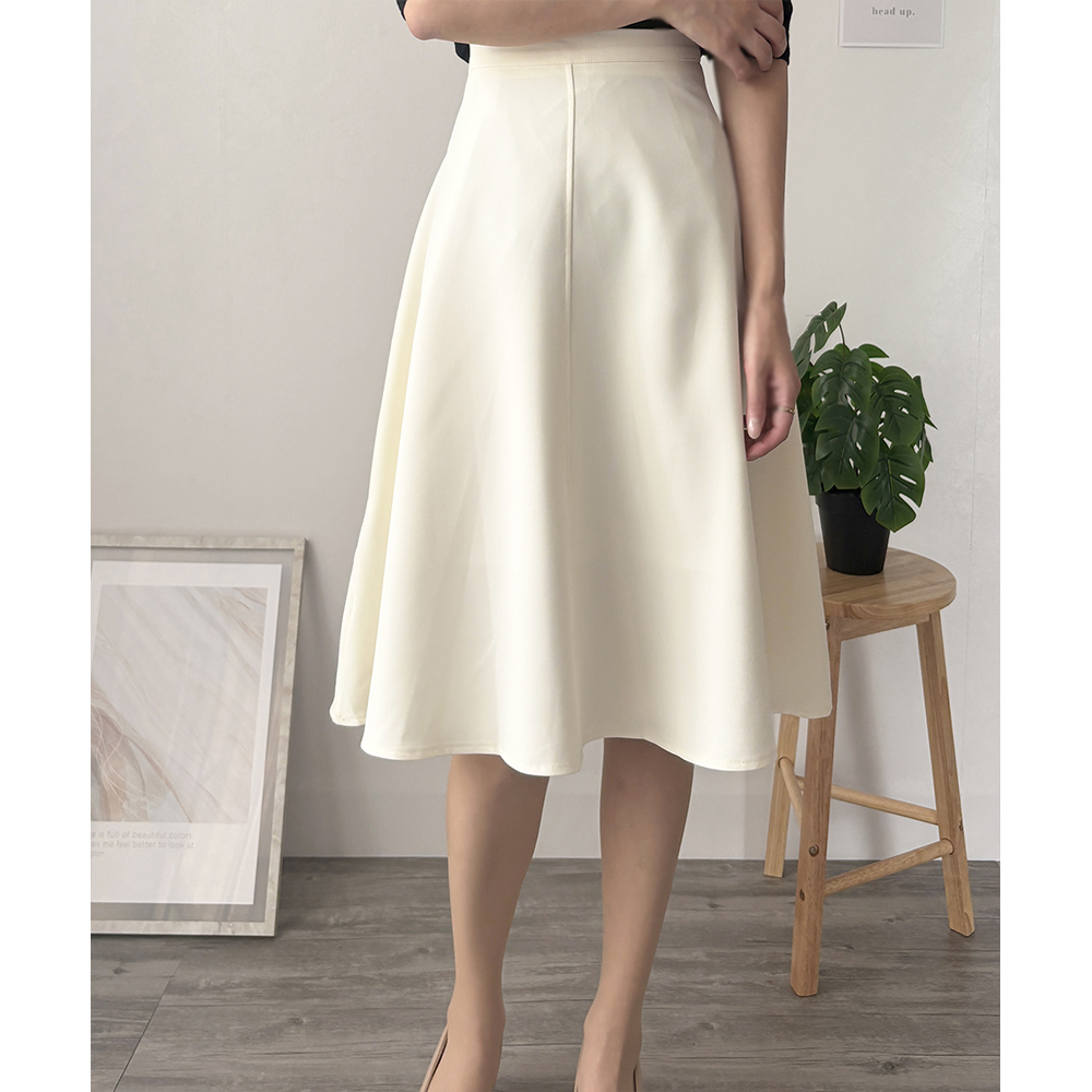 Amulet（アミュレット） ひざ丈フレアスカート ハイウエスト 無地 脚長