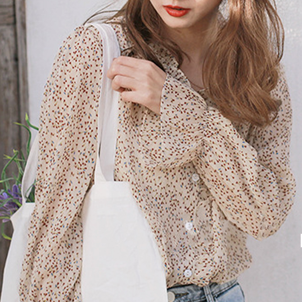 小花柄シフォンブラウス レディース トップス 長袖 秋服 春服 10
