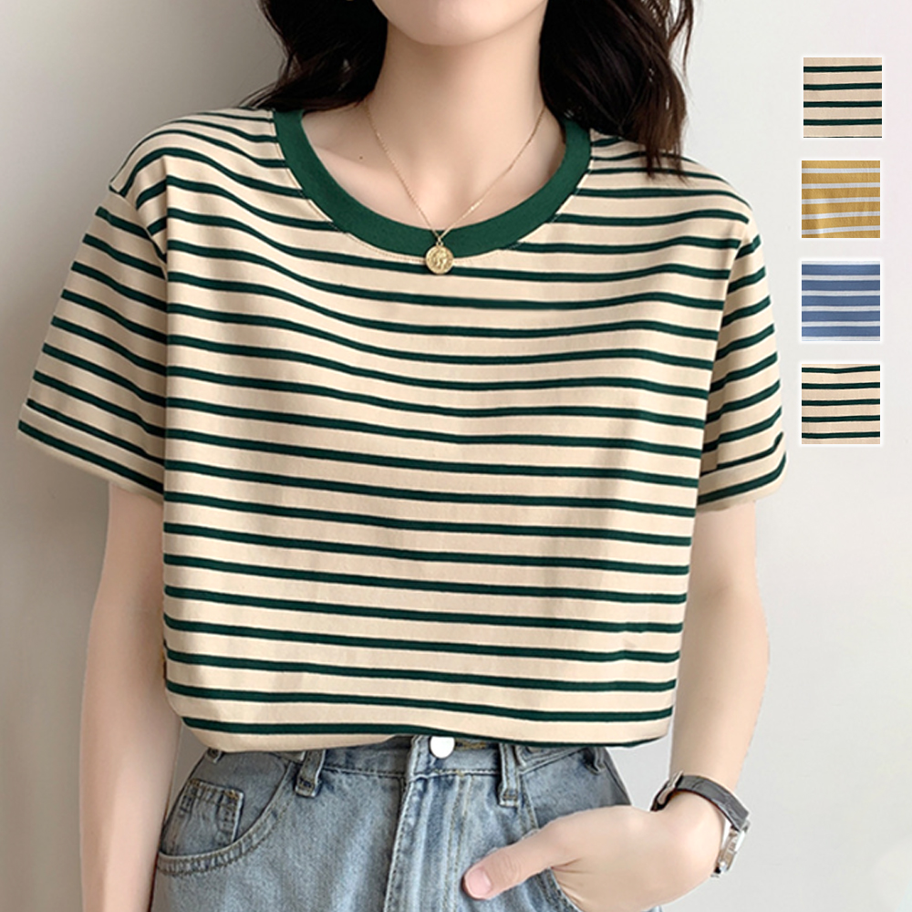 ボーダー半袖Tシャツ レディース カジュアル 10代 20代 30代 韓国 