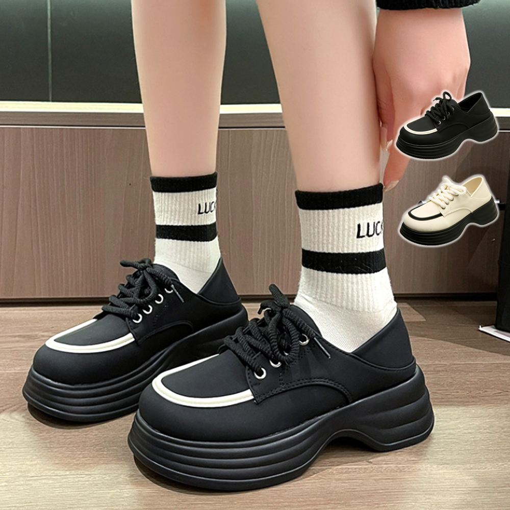シンプル厚底シューズ レディース 10代 20代 30代 韓国ファッション 春 夏 秋 冬 カジュアル 可愛い 白 黒 シンプル ローファー 靴