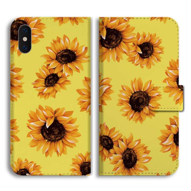 ◇ iPhone X ケース 花柄 ゴールド×ブルー スマホカバー スマホケース 手帳型 android 全機種対応 おしゃれ iPhone17 iPhone17e