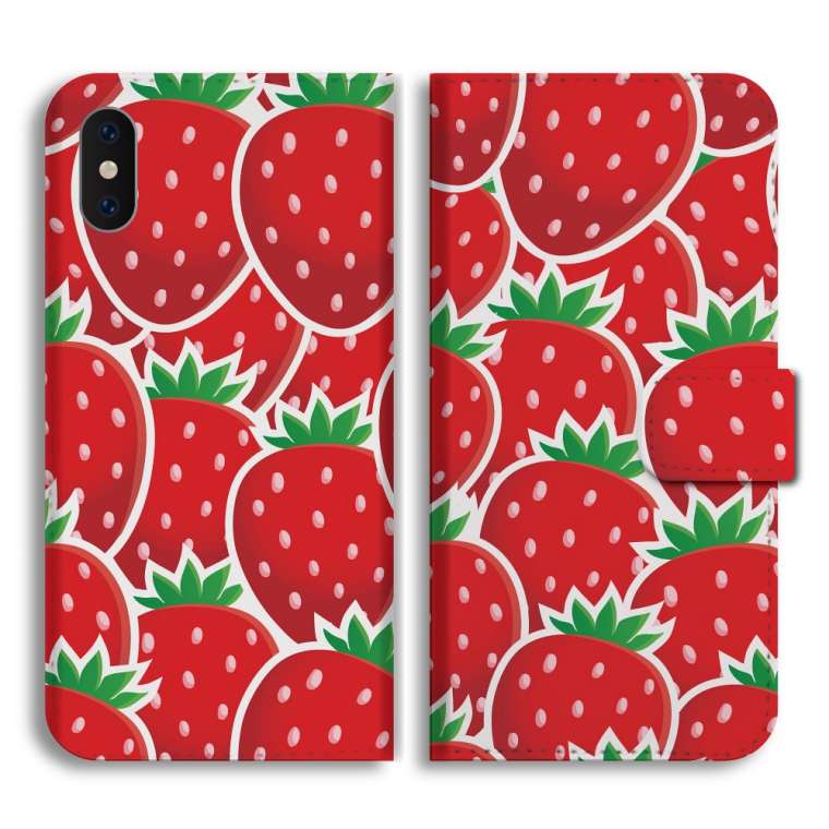 スマホケース 手帳型 全機種対応 フルーツ イチゴ リンゴ ぶどう