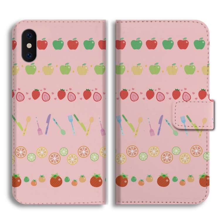 スマホケース 手帳型 全機種対応 フルーツ イチゴ リンゴ ぶどう