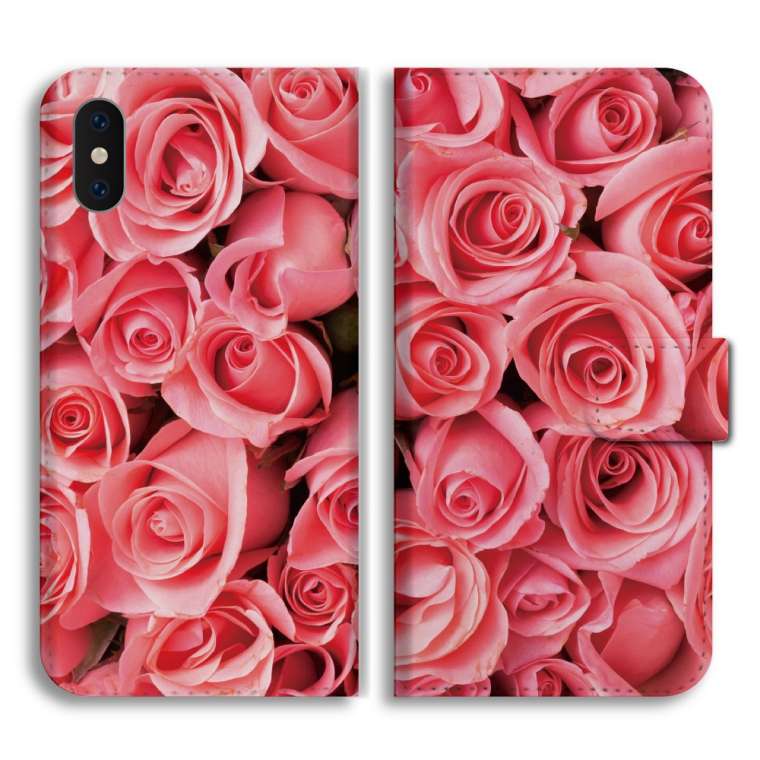 バラの花柄 iPhone用ソフトケース スマホケース 手帳型 全機種対応 花柄 花 ひまわり バラ おしゃれ