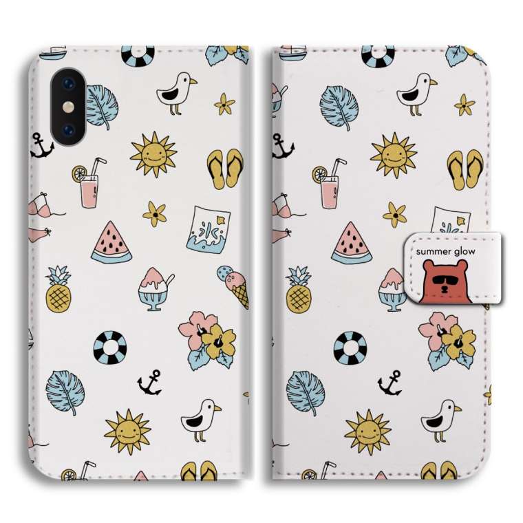 スマホケース 手帳型 全機種対応 白くま シロクマ ペンギン おしゃれ