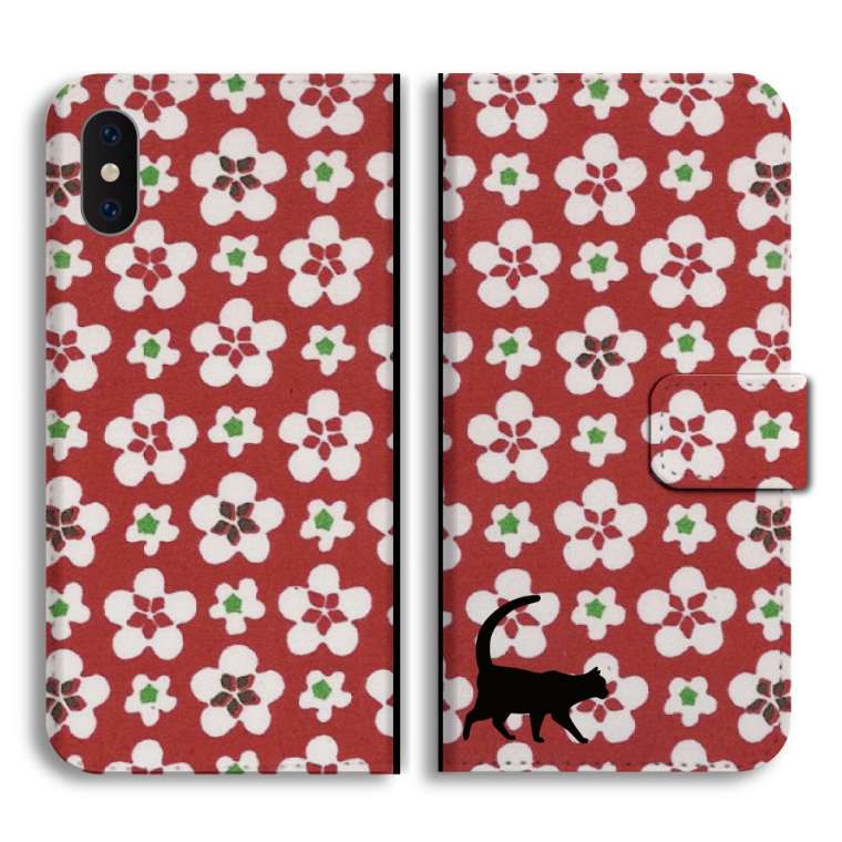 スマホケース 手帳型 全機種対応 和柄 猫 花 チェック 花柄 iPhone17e