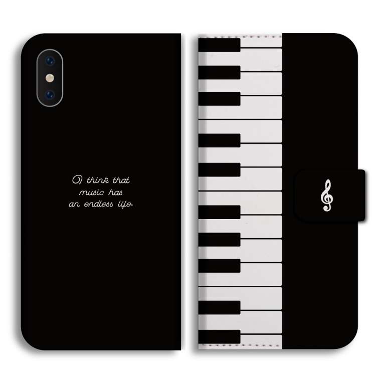 スマホケース 手帳型 全機種対応 ピアノ イラスト 音楽 シンプル