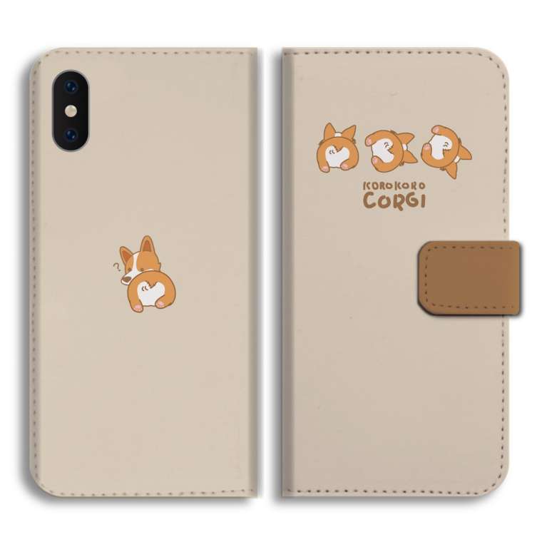 スマホケース 手帳型 全機種対応 コロコロ コーギー ワンちゃん