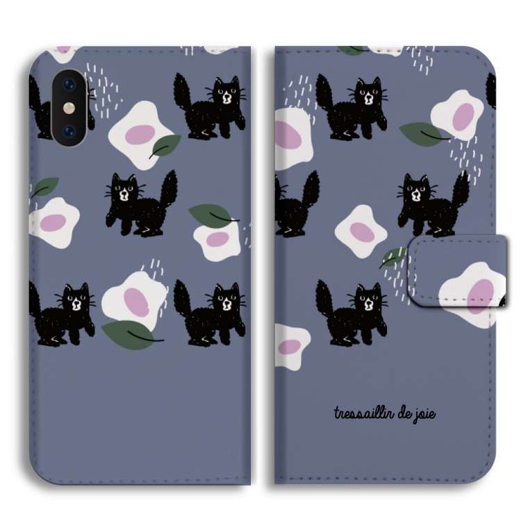 スマホケース 手帳型 全機種対応 猫 ねこ ネコちゃん 黒猫 iPhone17e