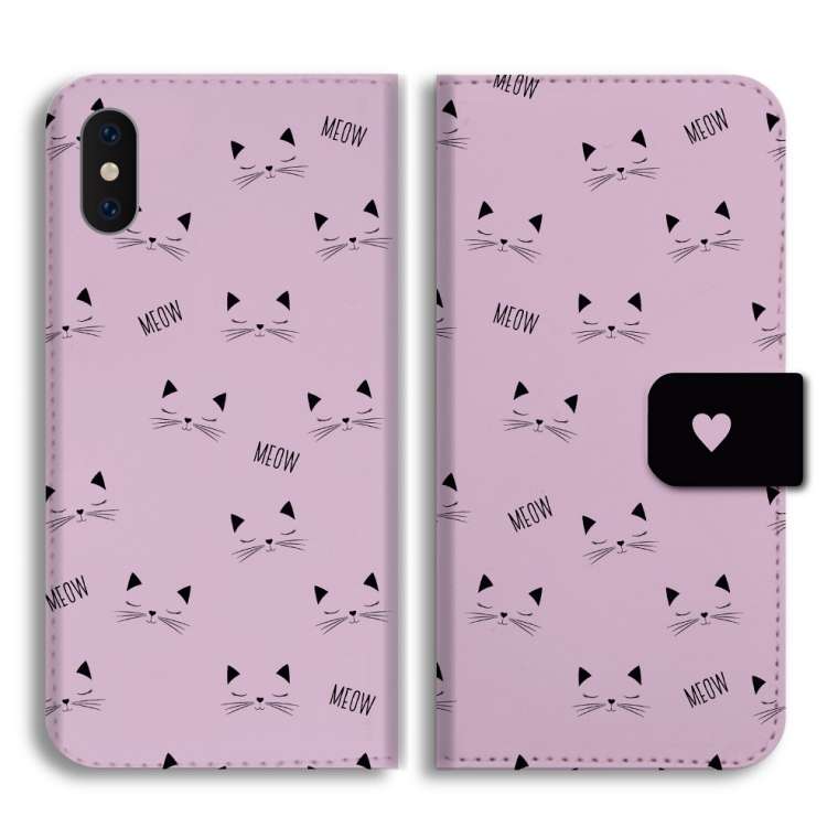 スマホケース 手帳型 全機種対応 猫 ねこ ネコちゃん イラスト