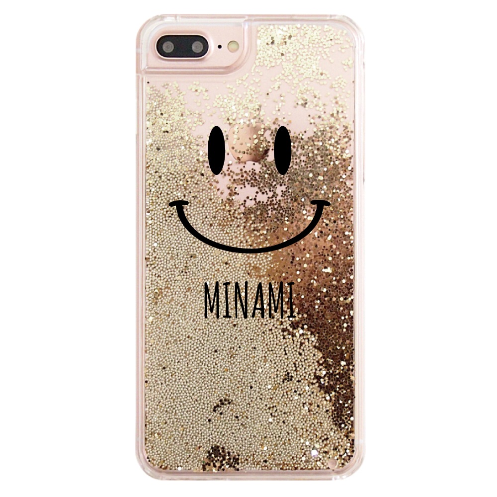 名入れ iPhone17 iPhone17e ケース グリッター ニコちゃん Smile