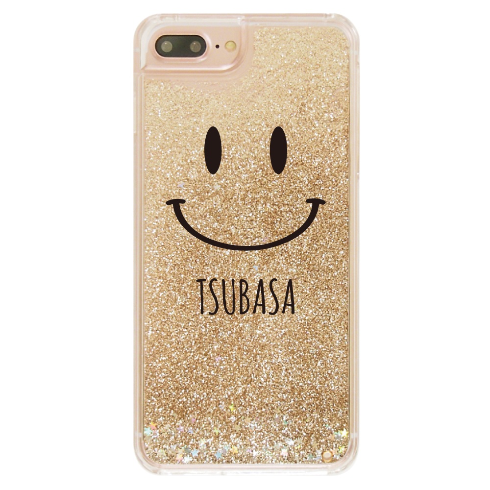 名入れ iPhone17 iPhone17e ケース グリッター ニコちゃん Smile