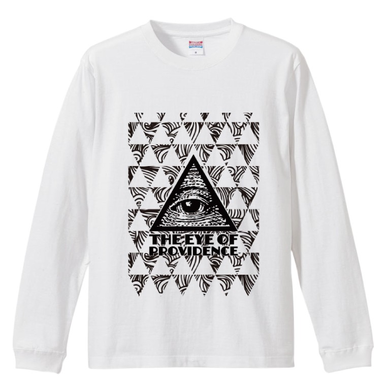 ロングスリーブ Tシャツ メンズ ロンT ロングtシャツ おしゃれ ブラック ホワイト グレー カジュアル The EYE OF PROVIDENCE フリーメイソン 都市伝説