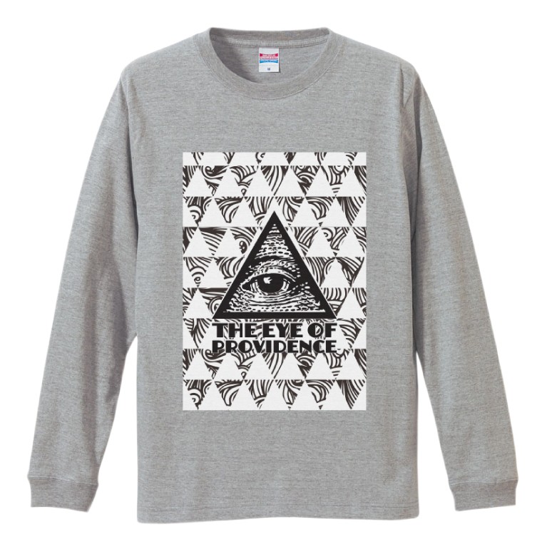 ロングスリーブ Tシャツ メンズ ロンT ロングtシャツ おしゃれ ブラック ホワイト グレー カジュアル The EYE OF PROVIDENCE フリーメイソン 都市伝説