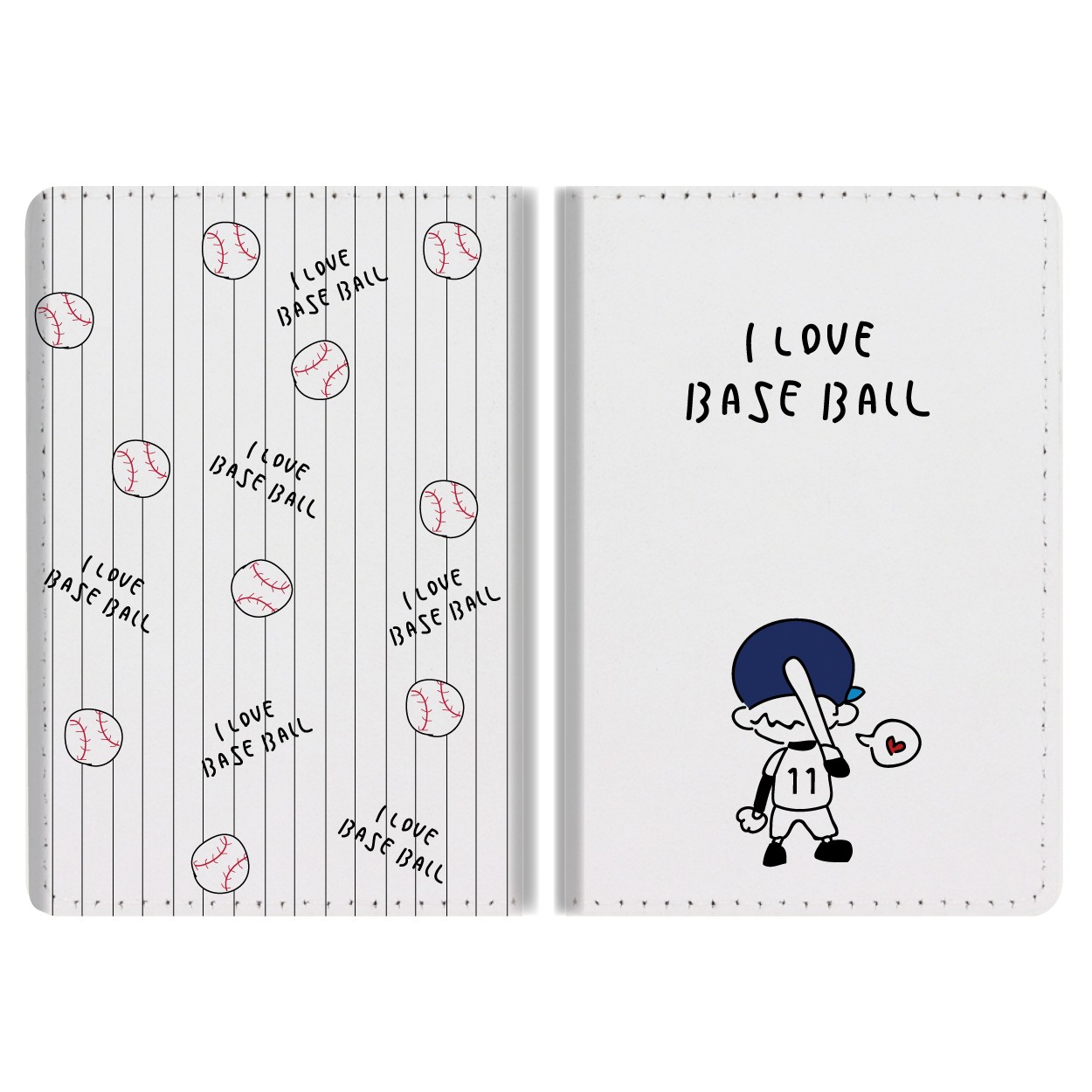 背番号 パスケース 二つ折り 定期入れ ICカード ストラップホール付き