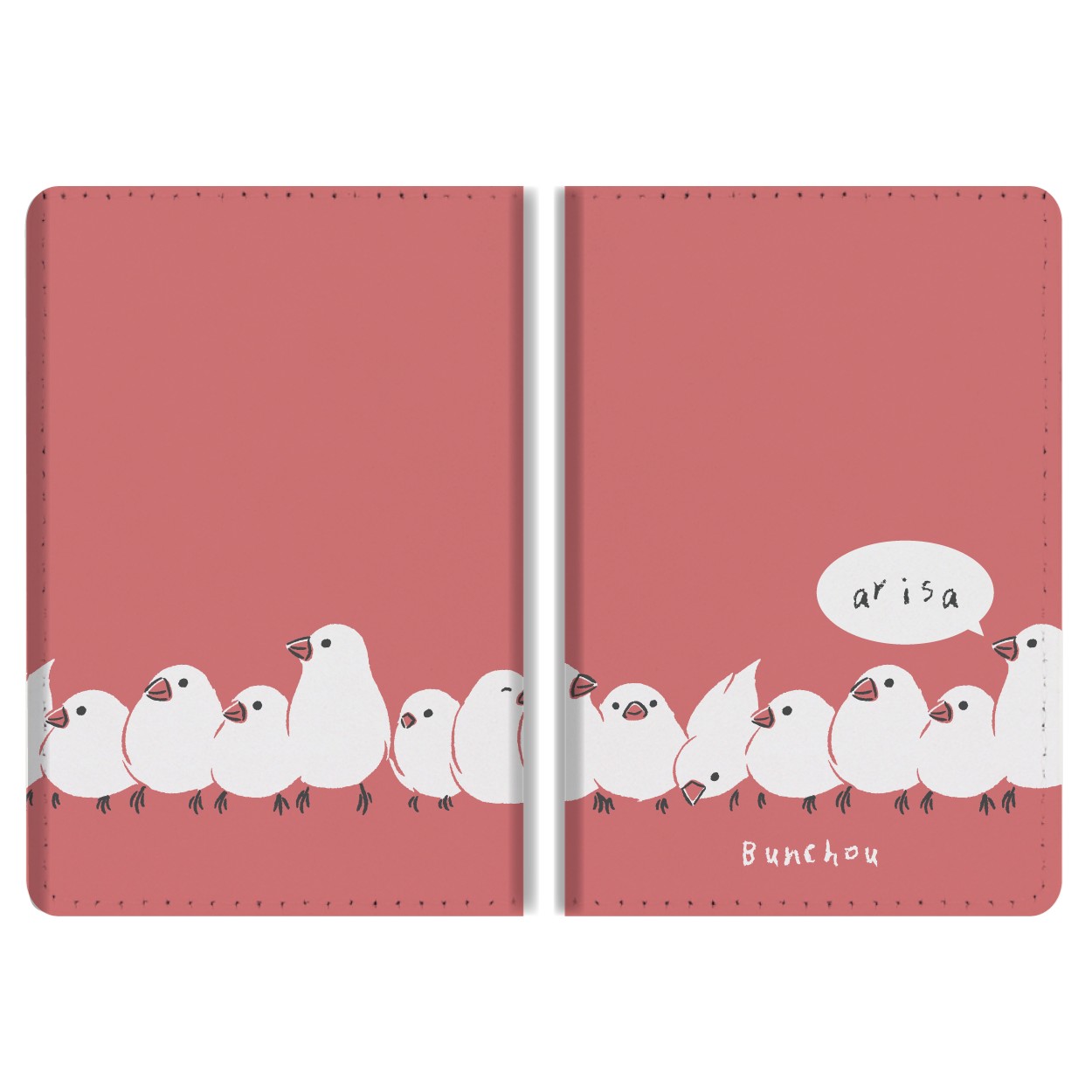 名入れ パスケース 二つ折り 定期入れ ICカード ストラップホール付き