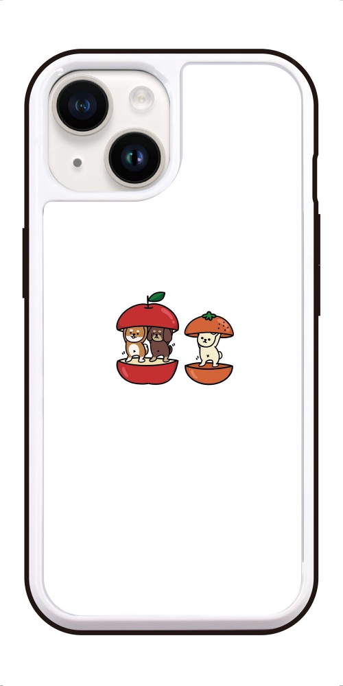 iPhone17 ケース ガラス おもしろ イラスト りんご みかん 犬 ワン
