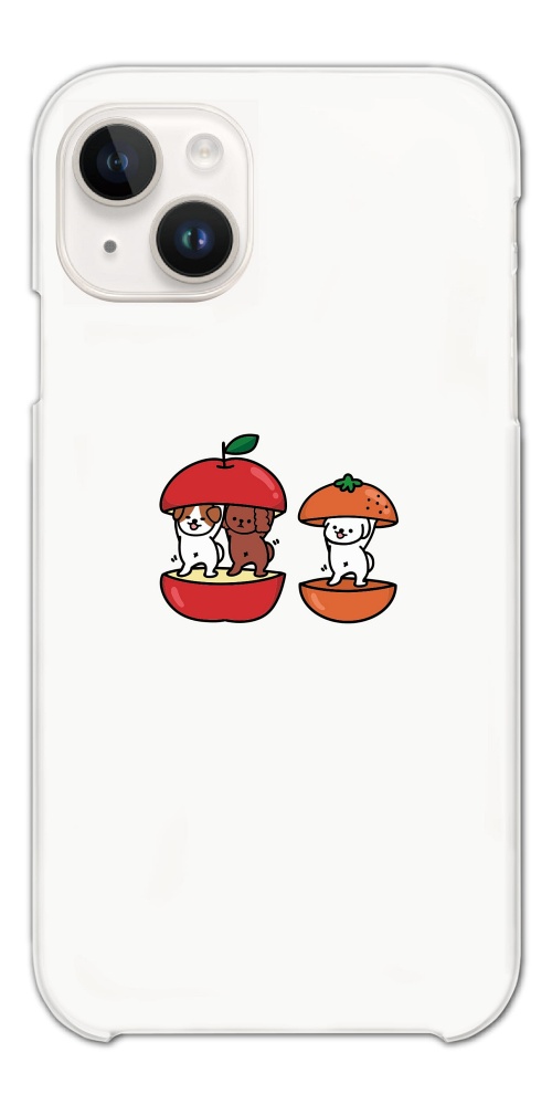 スマホケース ハード 全機種対応 おもしろ イラスト りんご みかん 犬