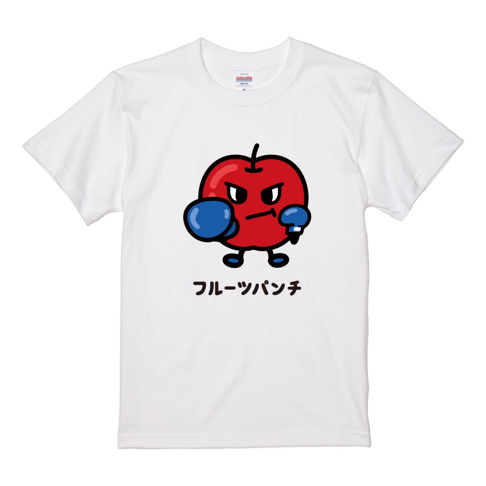 おもしろTシャツ 文字 イラスト 半袖 フルーツパンチ りんご みかん