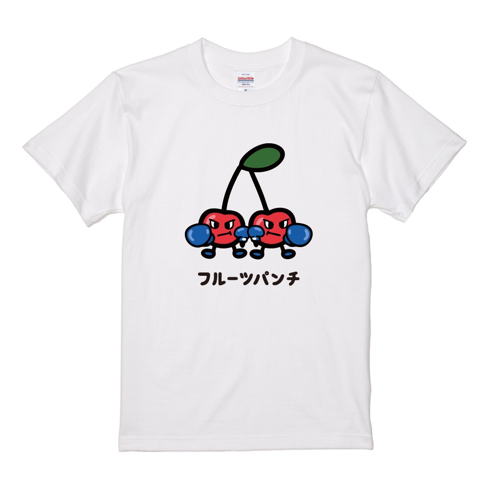 おもしろTシャツ 文字 イラスト 半袖 フルーツパンチ りんご みかん