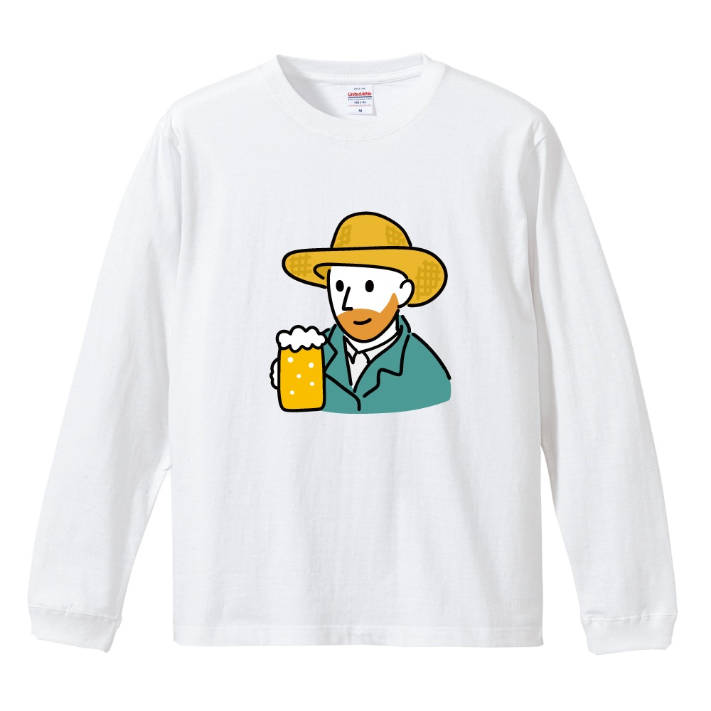 おもしろTシャツ 文字 イラスト 長袖 ロンT 絵画 世界 名画 メンズ
