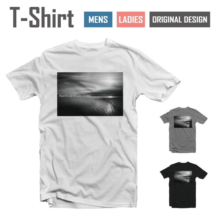 Tシャツ メンズ レディース 半袖 おしゃれ ブラック ホワイト グレー ロゴT フォトT 大きいサイズ 小さいサイズ 風景 景色 モノクロ | ブランド登録なし