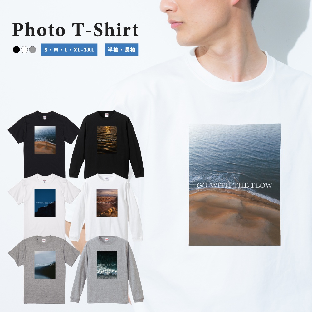 Tシャツ メンズ 半袖 おしゃれ ブラック ホワイト グレー ロゴT フォト