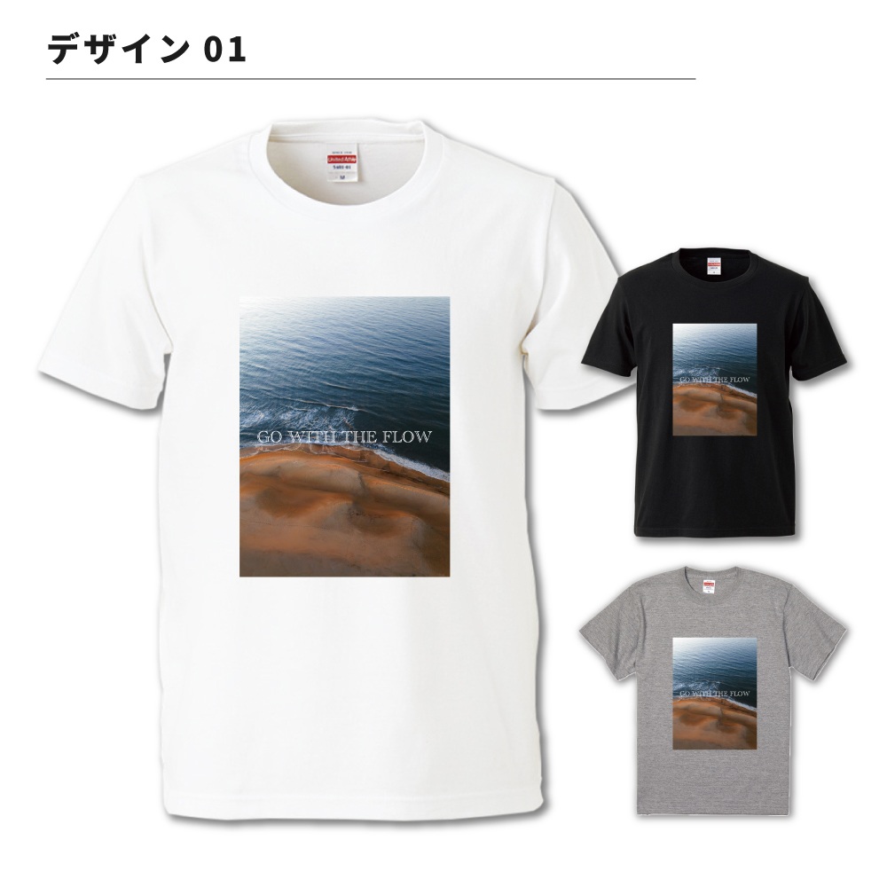 Tシャツ メンズ 半袖 フォト 写真 GO WITH THE FLOW カラフル カラー
