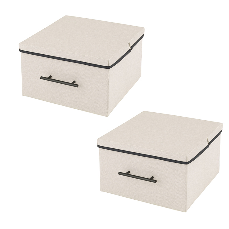 2個セット 収納ボックス ファブリックボックス 収納箱 グレー ホワイト 収納ケース ファブリック ケース ルミナス ノワール 幅36×奥行38×高さ21cm LB3640｜an-non｜02