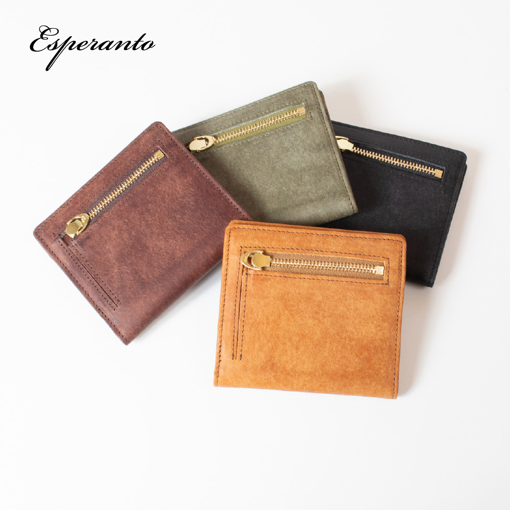 エスペラント esperanto 薄型二つ折り財布 イタリアレザー プエブロ