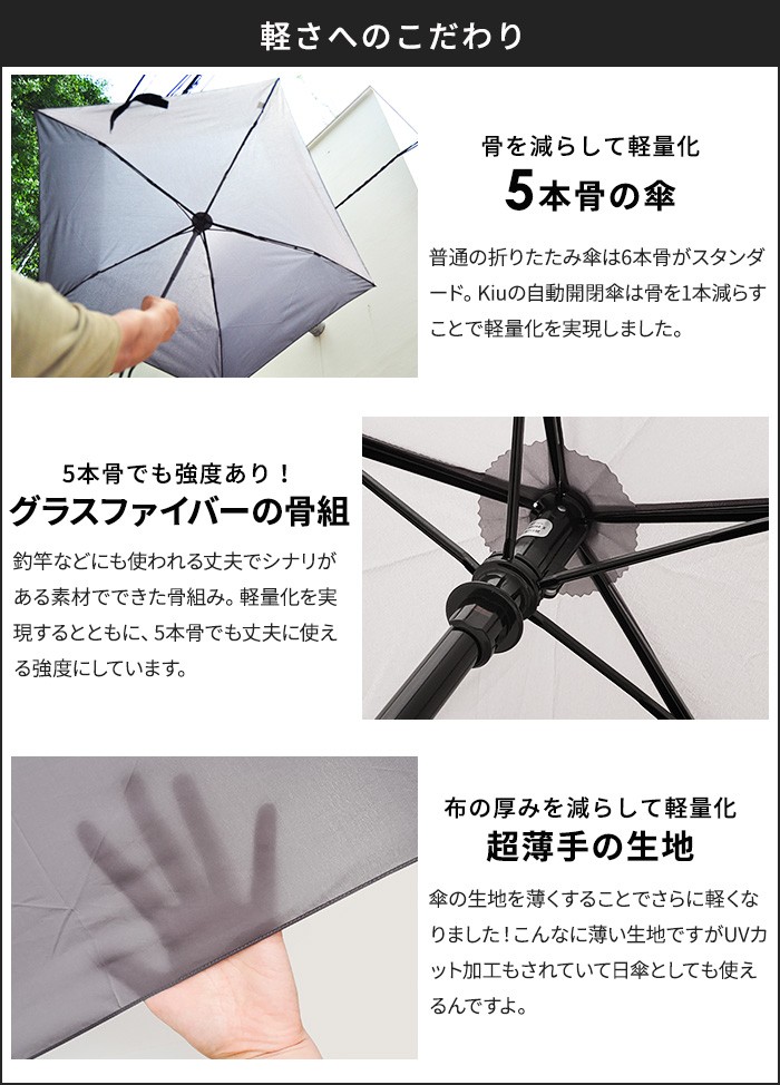 Wpc. KiU エアライトオートセイフティークローザーアンブレラ
