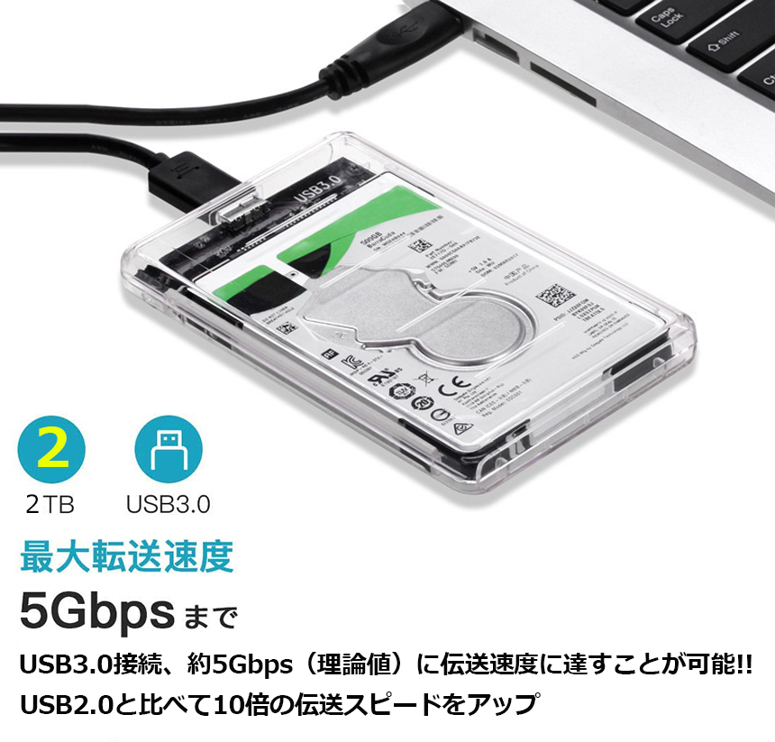 爆買 2個セット USB3.0 2.5インチ HDD/SSDケース USB3.0接続 SATA III