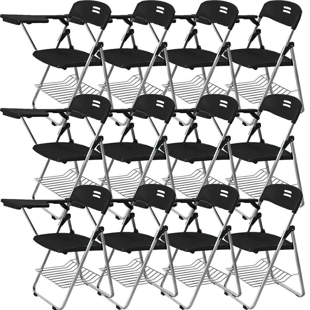 折りたたみ椅子 12脚セット テーブル 付き 完成品 折りたたみチェア 背付き メモ台付き パイプ椅子 パイプイス ミーティングチェア チェア 送料無料｜anami-store｜02