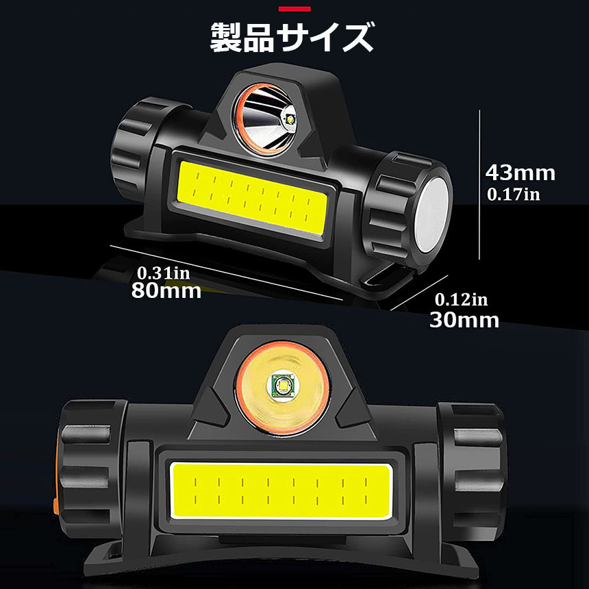 ヘッドライト 4個セット 充電式 LEDヘッドライト LED ヘッドランプ COB