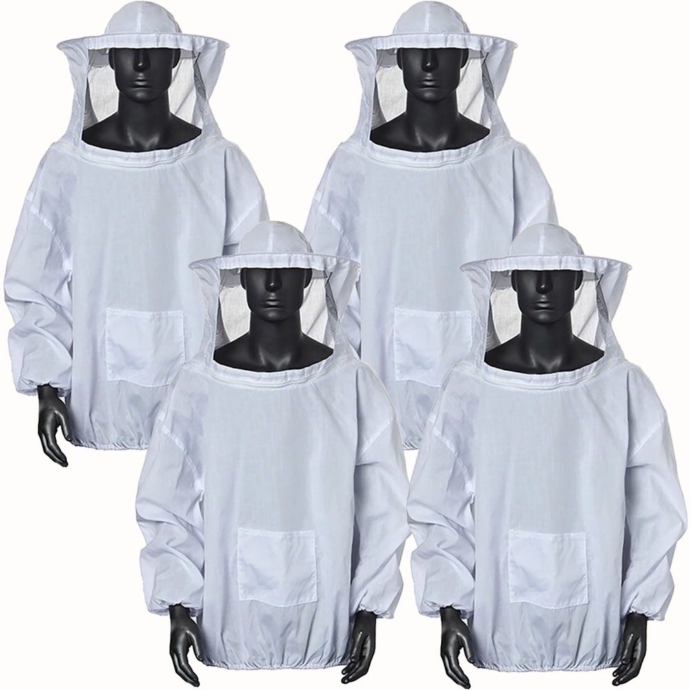 養蜂用 防護服 蜂防護服 4個セット 養蜂ジャケット 帽子 プロ防護服