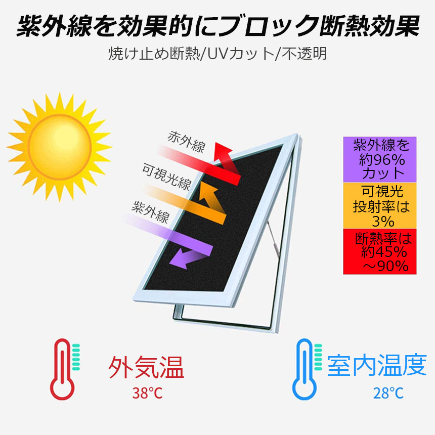 窓ガラスフィルム ガラスフィルム 目隠し 遮光 断熱 uvカット 窓用フィルム 断熱フィルム 台風対策 断熱シート 窓 飛散防止 日よけ 紫外線カット  44.5 x 200 cm : d06-355a : アナミストア - 通販