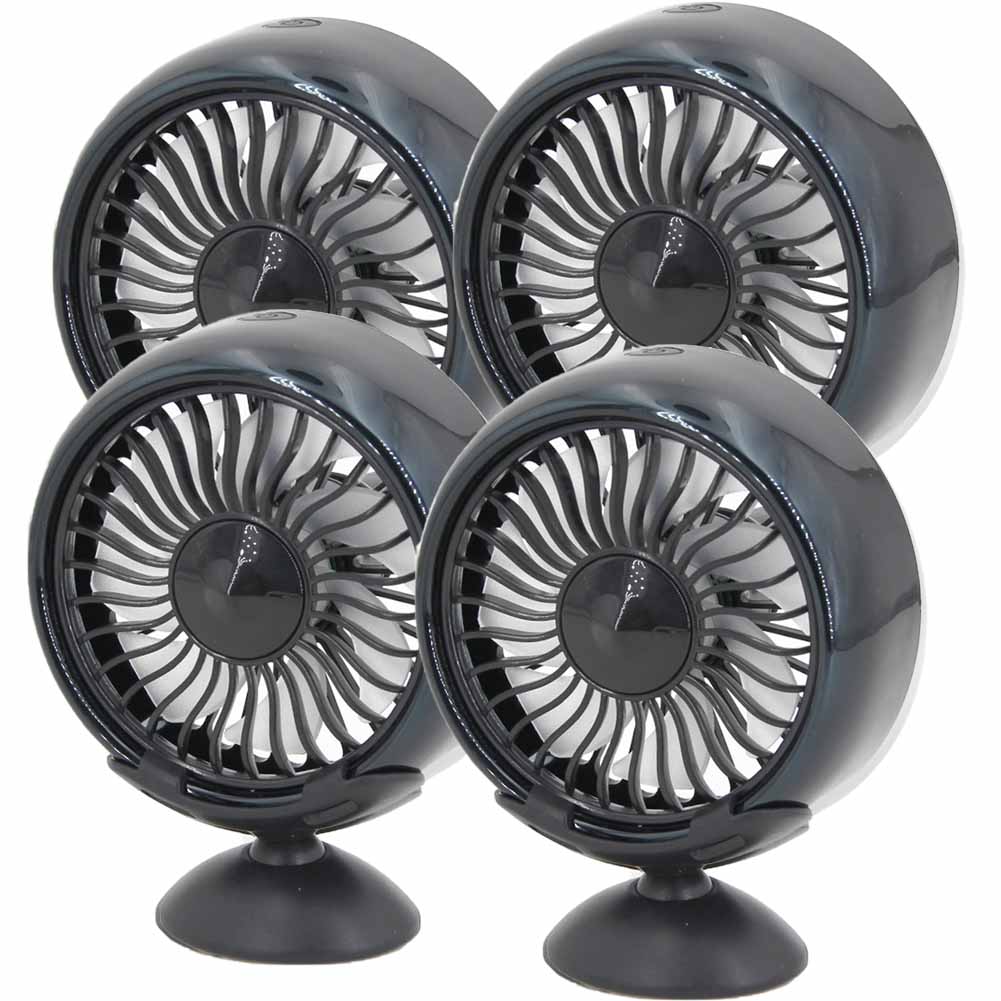 扇風機 車載扇風機 車載USBファン 4個セット 車用 車載 風量3段階 LED 