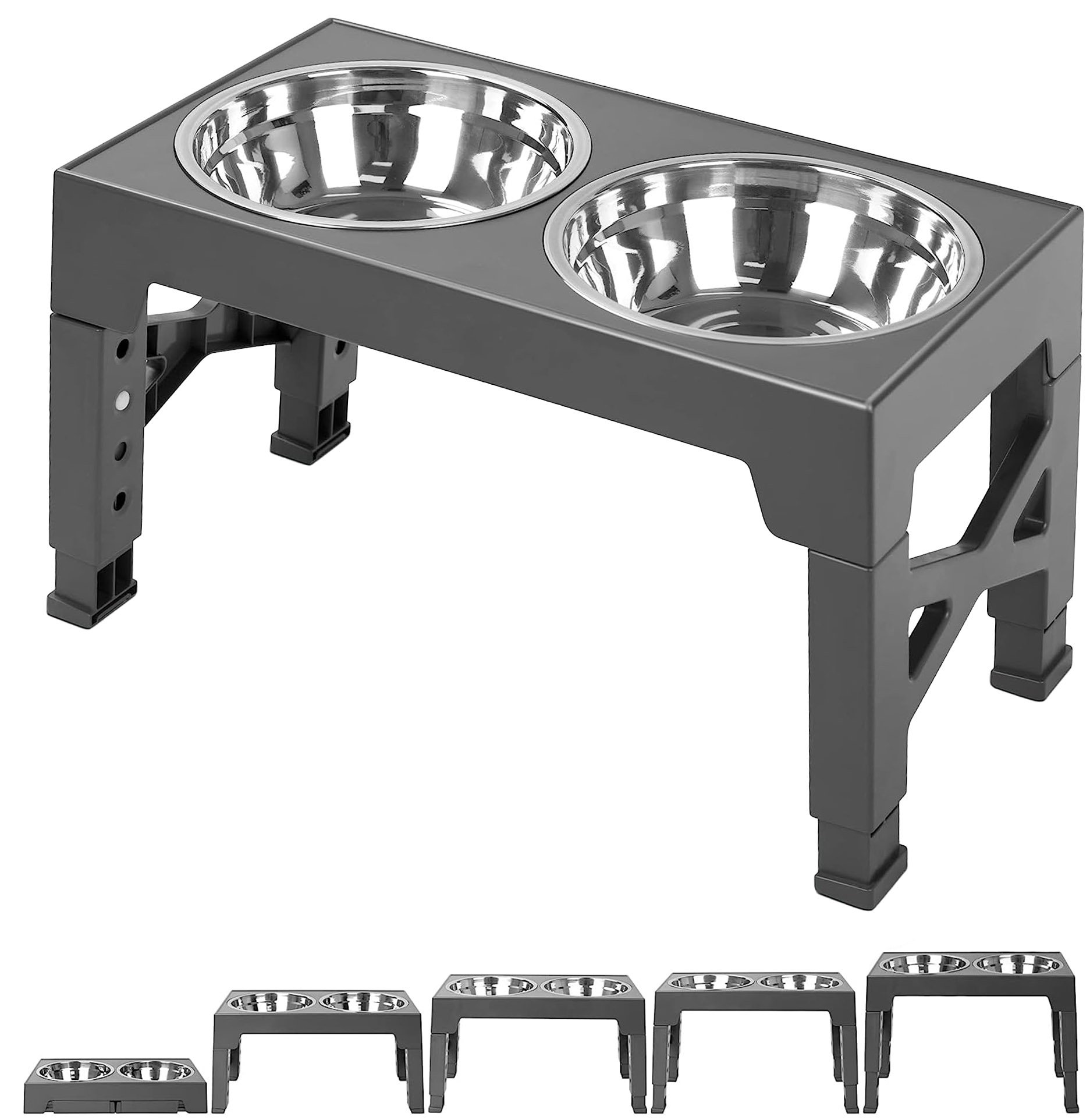 犬用食器台 ペット用食器台 高さ調節 フードボウル ドッグボウル ペットボウル 小型犬 中型犬 大型犬 子犬 ペット用食器 ステンレスボウル 折りたた｜anami-store｜03